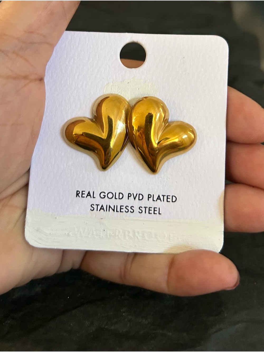 Gold Heart Stud Earrings - Real Gold PVD Plated NWOT